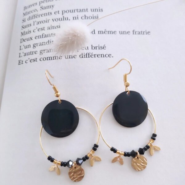Boucle d'oreilles noir et or