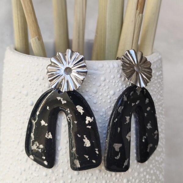 Boucles d'oreilles lotus noir