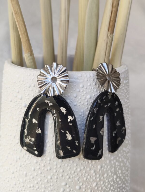 Boucles d'oreilles lotus noir