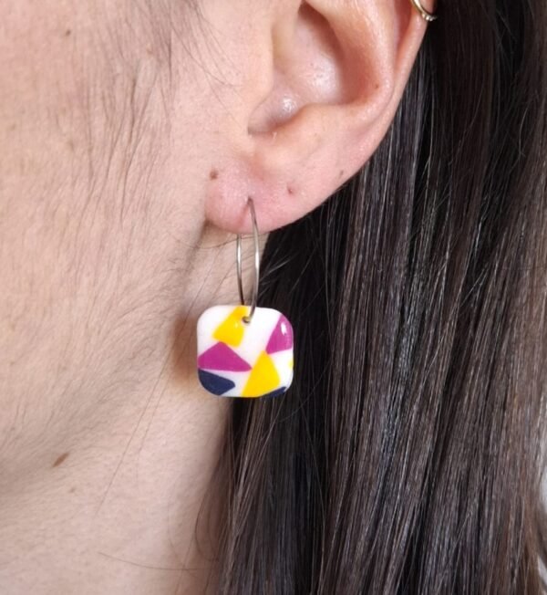 Boucles d'oreilles carré printemps