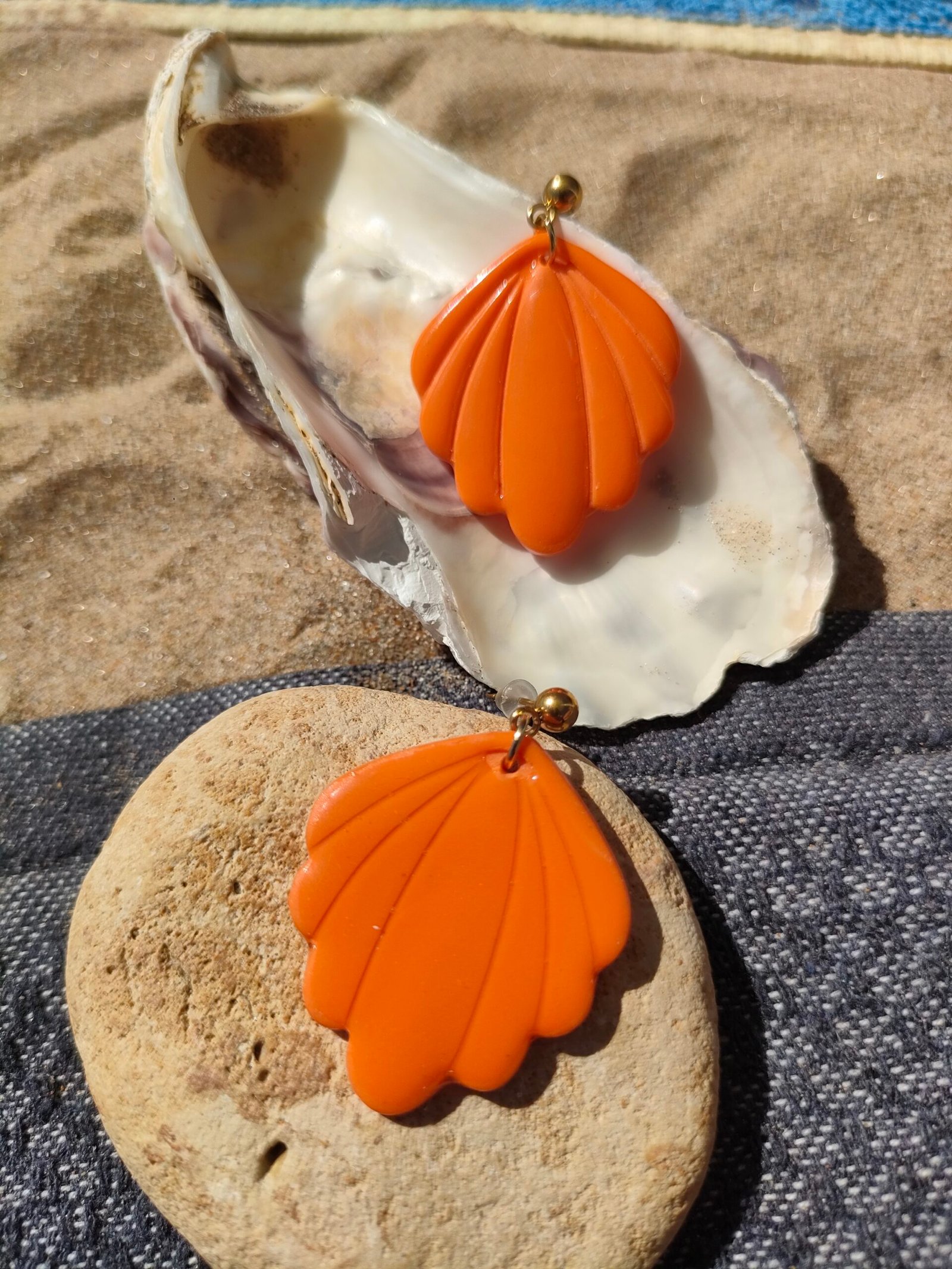 Boucles d'oreilles Coquillage Orange