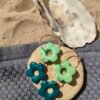Boucles d'oreilles doubles fleurs vertes