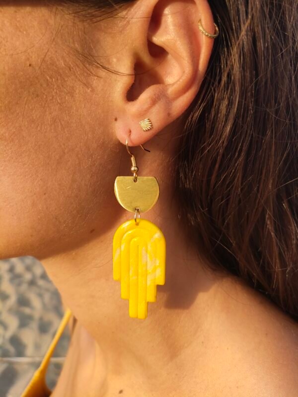 oplus_32 Boucles d'oreilles jaunes marbrées