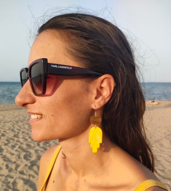 Oplus_131104 Boucles d'oreilles jaunes marbrées