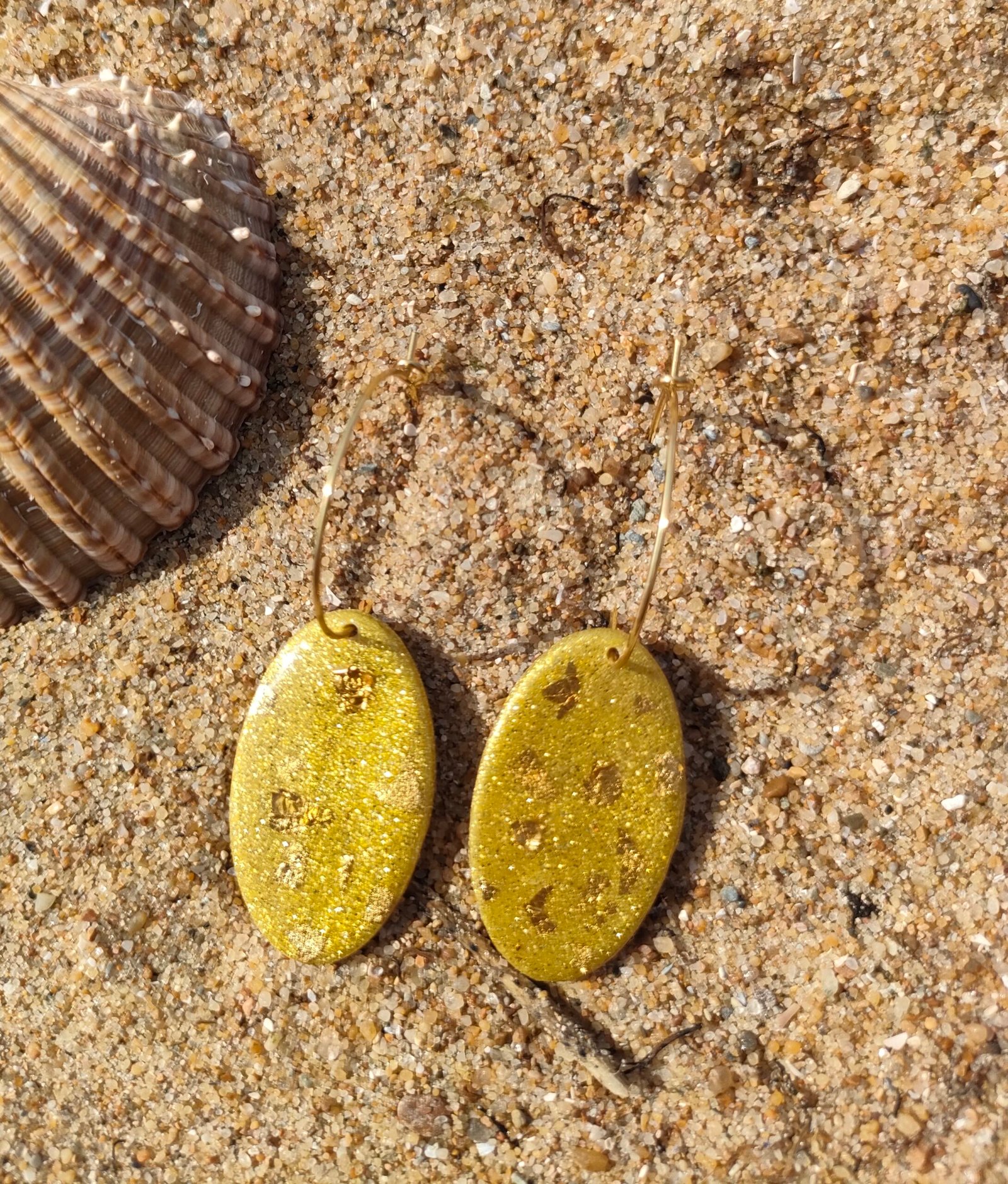 Boucles d'oreilles paillettes d'or