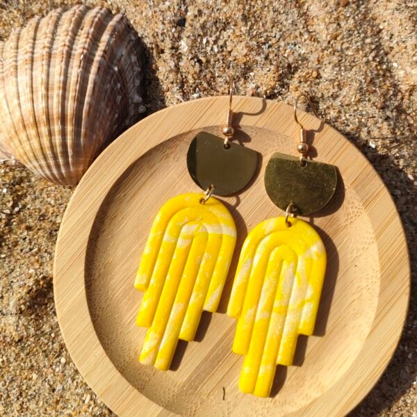 Oplus_131104 Boucles d'oreilles jaunes marbrées