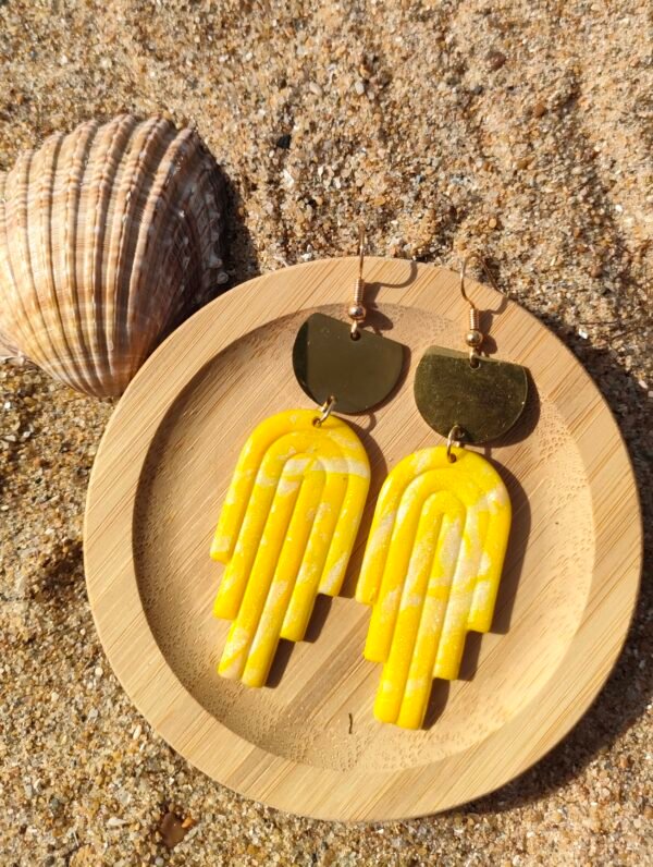 Oplus_131104 Boucles d'oreilles jaunes marbrées