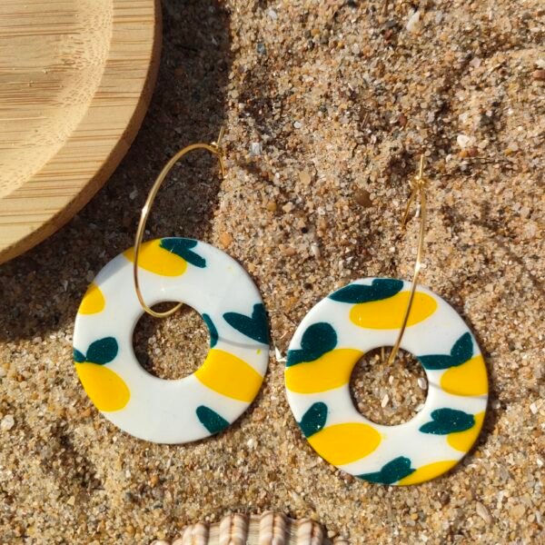 Oplus_131072 Boucles d'oreilles citron rond