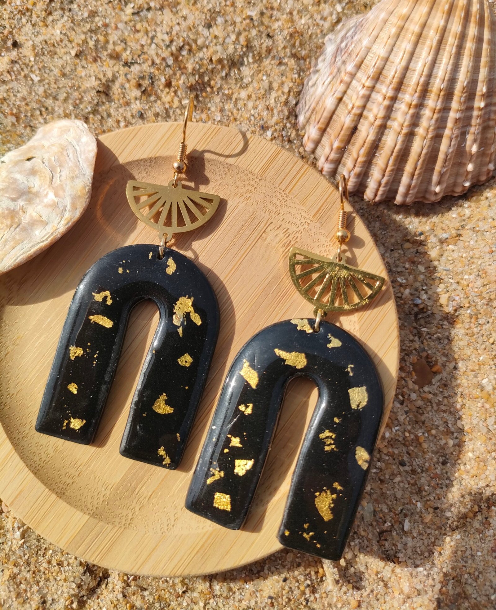 Boucles d'oreilles encre d'or