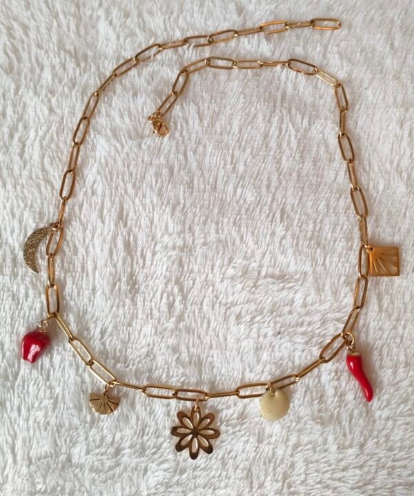 Collier breloques poivron rouge