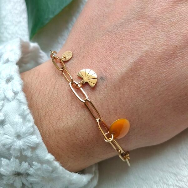 Bracelet breloques jaune moutarde