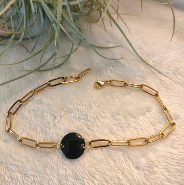 Bracelet sequin rond noir