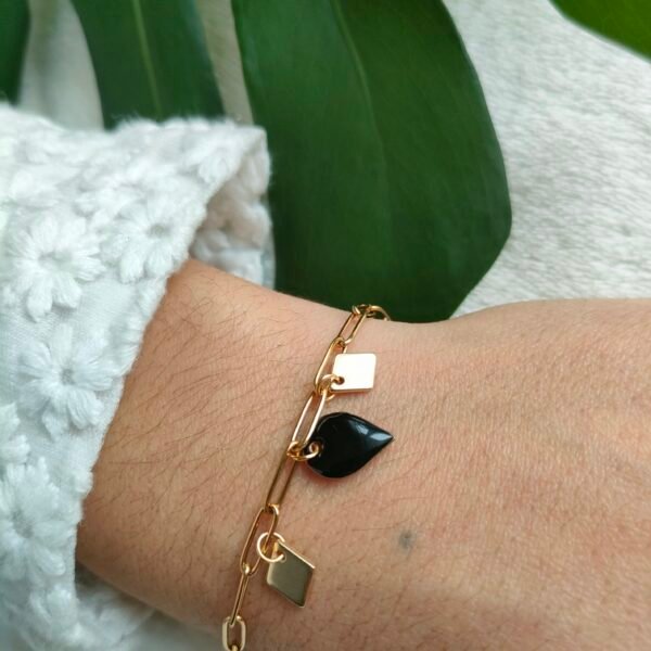 Bracelet breloques goutte noire