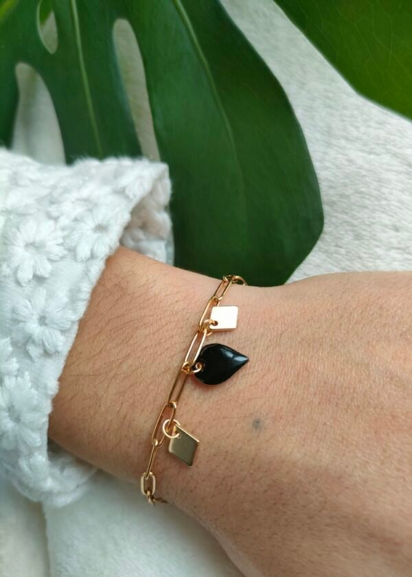 Bracelet breloques goutte noire