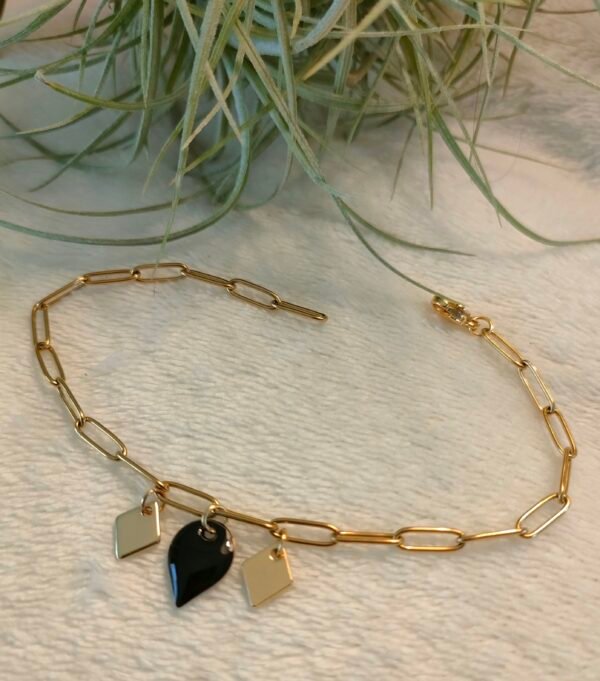 Bracelet breloques goutte noire