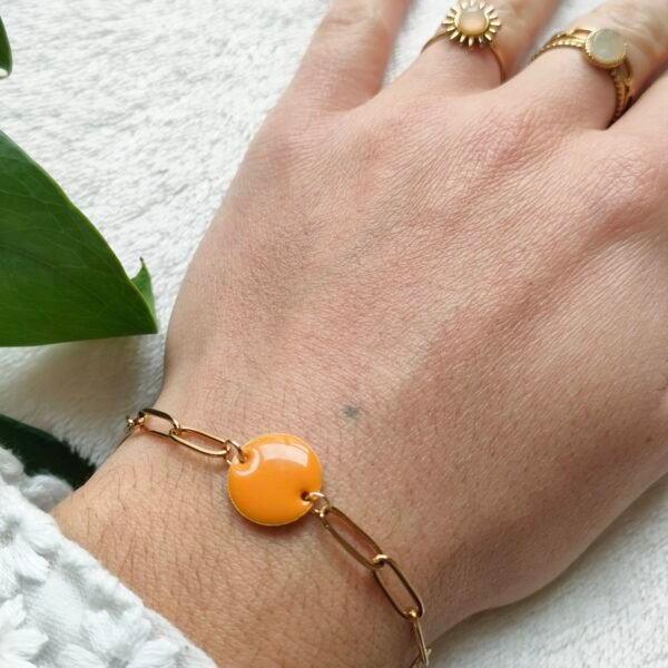 Bracelet sequin rond jaune moutarde