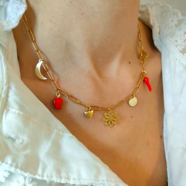 Collier breloques poivron rouge